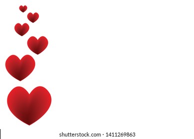 Hearts with white background, Vector.