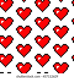 Hearts. White background. Vector seamless pattern.