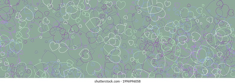 Hearts White Party Pastel Violet Art Illustration. Bright Green Confetti Olive Modern Art Pattern. Mint Pink Vivid Neon Love Print. Multicolor Bordo Purple Colorful Blue Romantic Background.