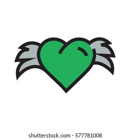 Hearts with wings Green