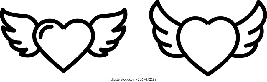 "Hearts with Wings Icon Representing Love, Freedom, and Emotional Expression in Beautiful and Symbolic Design"