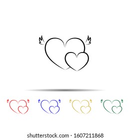 hearts with wings multi color style icon. Simple thin line, outline vector of wedding icons for ui and ux, website or mobile application
