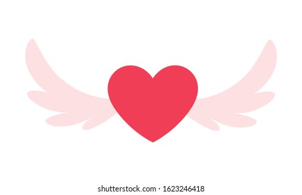 hearts with wings on white background vector illustration design