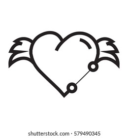 Hearts wings pen tool design 
