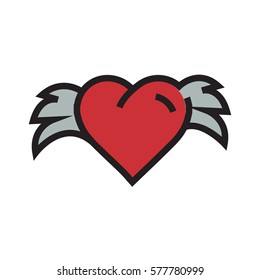Hearts with wings red 