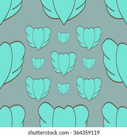 Hearts with wings seamless pattern for backgrounds and textures. Blue colors.