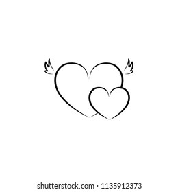 hearts with wings sketch illustration. Element of wedding icon for mobile concept and web apps. Sketch style hearts with wings icon can be used for web and mobile on white background