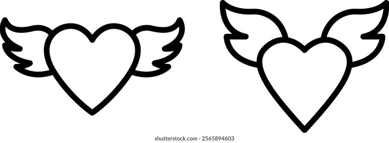 Hearts with Wings Vector Icon Set – Love, Romance, and Symbolic Icons