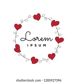 hearts wreath, logo frame template