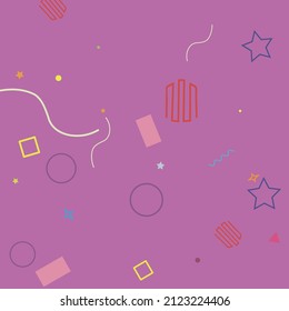 Hearts Zigzag Simple Pink Red Oval Wave Design Pic. Bright Yellow Polygonal Purple Square Colorful Pastel Simple Hipster Art. Circle Green Blue Rectangle Lime Stars Violet Geometry Illustration.