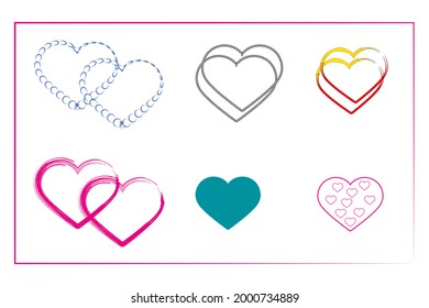 corazones.a kit de diseño.aislado en un fondo blanco.la ilustración vectorial es editable.