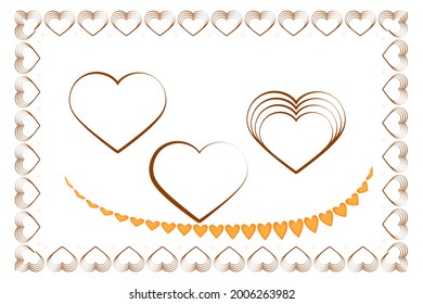 hearts.a set of hearts, a frame. on a white background.vector. design elements, print, invitations ,greeting cards.the file being edited