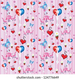 hearts,balloons, wine sweet pink background