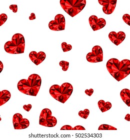 Hearts.Crystal hearts. Seamless hearts pattern. Vector repeating texture