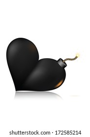 Heart-shape bomb icon. Vector illustration