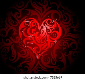 Heart-shape in tribal art style