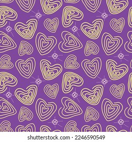 Heart-shaped abstract line pattern with colorful design and background. Seamless Pattern vector illustration. Suitable for valentine's day cards, wrapping paper, textiles