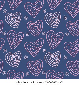 Heart-shaped abstract line pattern with colorful design and background. Seamless Pattern vector illustration. Suitable for valentine's day cards, wrapping paper, textiles