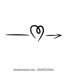A heart-shaped arrow. a simple doodle element for the design