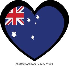 Una bandera australiana en forma de corazón con un campo azul con la bandera de la Unión Jack en la esquina superior izquierda y la constelación de la Cruz del Sur a la derecha.