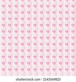 Heart-shaped background, pink, joined together in a seamless sheet.