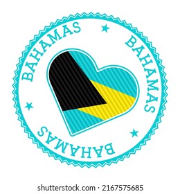 Heart-shaped Bahamas flag badge vector illustration.