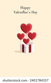 a heart-shaped balloon bouquet rising from a gift box, perfect for Valentine’s Day cards or promotional graphics.