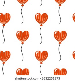 Heart-shaped balloons in a repeating pattern suitable for festive decorations and celebrations