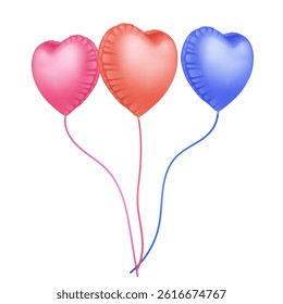 Heart-shaped balloons Vector illustration for card, party, design