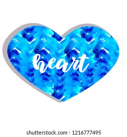 heart-shaped banner with a watercolor effect and a knitted texture hand-drawn, vector design