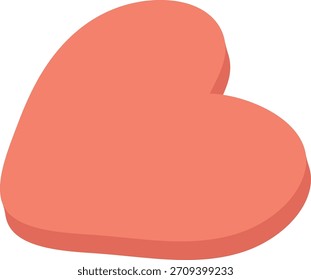 Heart-shaped bead with soft shading, rounded edges, and smooth surface in flat cartoon style. Puffy charm form, gentle volume, clean contours, and glossy highlight. Cartoon vector illustration