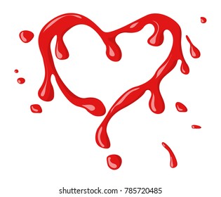 Aislamiento de salpicaduras en forma de corazón sobre fondo blanco. Concepto de San Valentín. Ilustración vectorial.