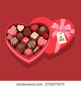 Herzförmige Schachtel Valentinstag Schokoladen Illustration