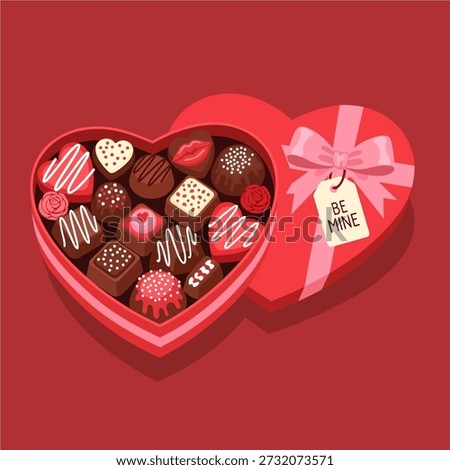 Heart-Shaped Box of Valentine's Day Chocolates Illustration