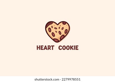 Heart-Shaped Brown Cookie Logo Vector