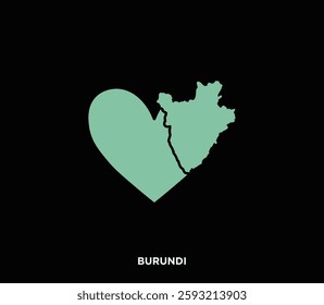 A heart-shaped Burundi map design, symbolizing love for the country. Perfect for tourism, cultural, and heritage projects.