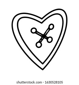 Heart-shaped button hand-drawn line, doodles. A symbol of love, Valentine's day, wedding.nice illustration. symbol. Sewn button.Vector illustration