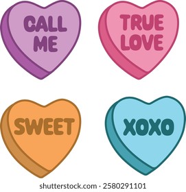 A heart-shaped candy featuring embossed or printed text, conveying sweet and romantic messages. Perfect for Valentine's Day and creative designs.