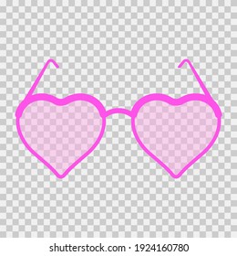 Heart-shaped cartoon sunglasses. Flat vector illustration on transparent background.