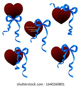 Heart-shaped chocolate and decoration of the ribbon