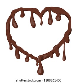 Heart-shaped chocolate splash isolate on white background. Vector illustration