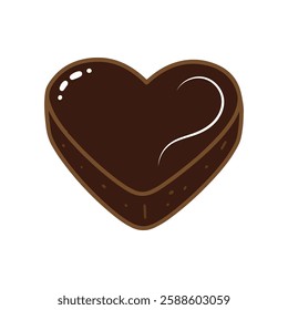 Heart-Shaped Chocolate Treat – Sweet and Glossy Dessert Illustration