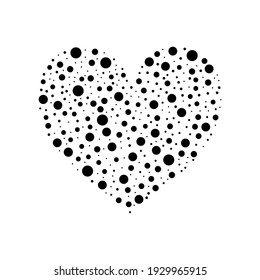 Heart-Shaped with Circle. Polkadots Love. Love Love Illustration for Icon, Symbol, Pictogram, Logo, or Graphic Design Element. Vector Illustration