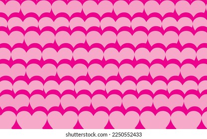 Heart-shaped concentric stripes vector background. Girlish romantic surface design.