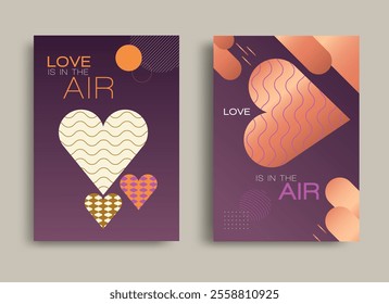 Heart-shaped concept for Valentine's Day celebration on a purple background