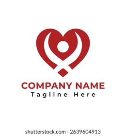 Heart-shaped cross vector logo, Minimalist heart cross emblem vector logo for businesses
