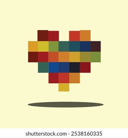 heart-shaped cube background vector design illustration