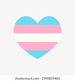 Heart-shaped design with transgender pride colors: light blue, pink, and white. Represents transgender pride and identity. Symbol of transgender pride. Love element vector.