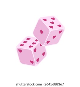 Heart-shaped dice, play, game, love illustration