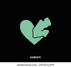 A heart-shaped Djibouti map, representing national pride. Great for tourism, trade, and cultural projects.